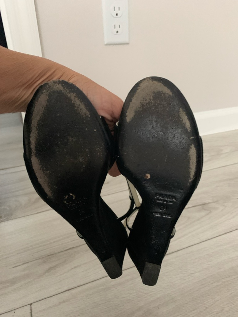 Prada Black Suede Slingback Open-Toe Heels - Picture 8 of 9